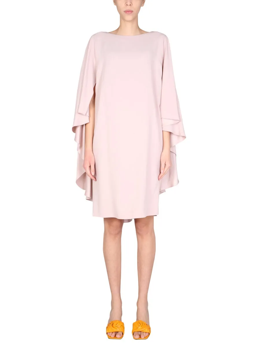 Alberta Ferretti Draped-Sleeve Crewneck Dress
