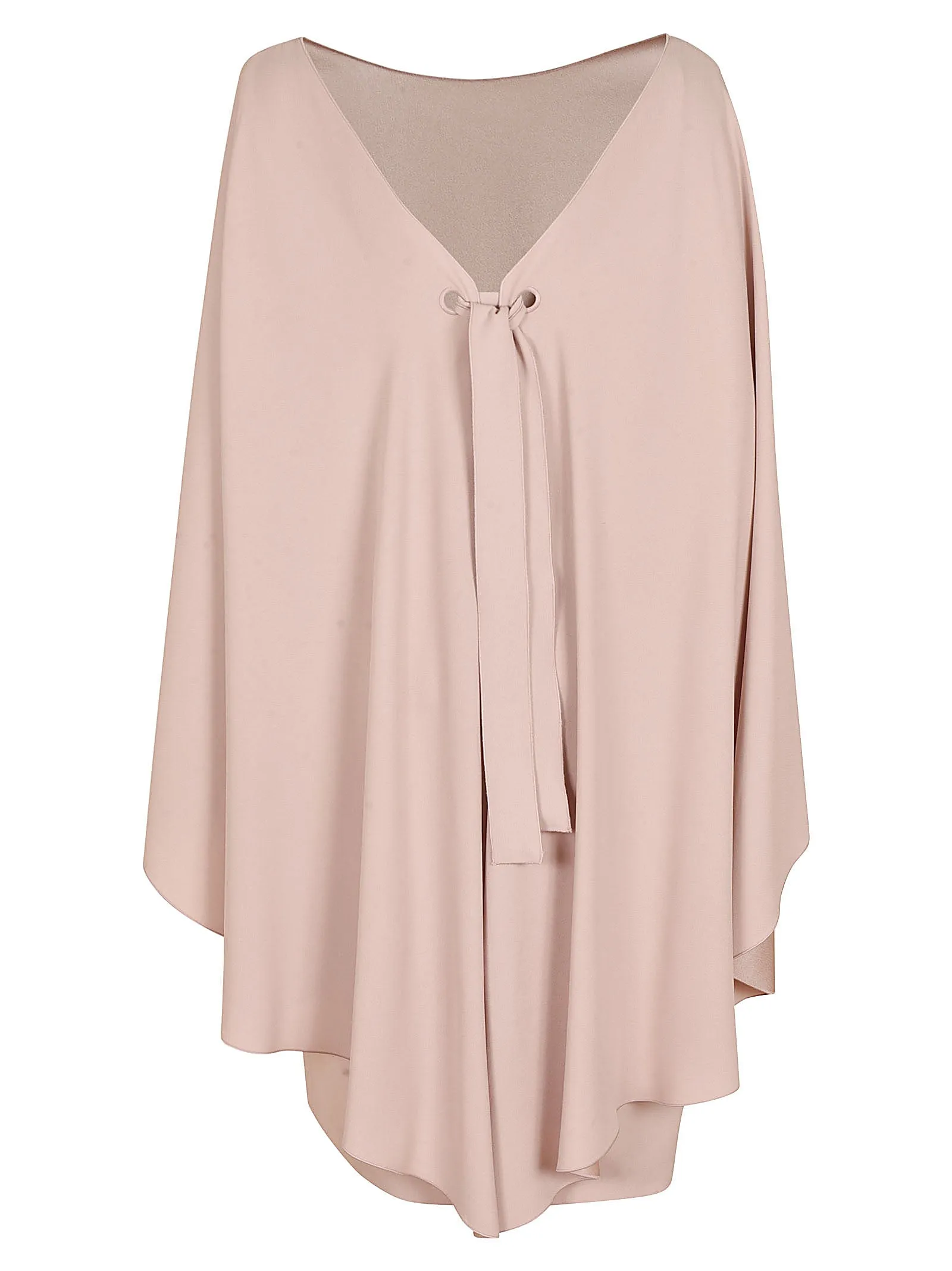 Alberta Ferretti Draped-Sleeve Crewneck Dress
