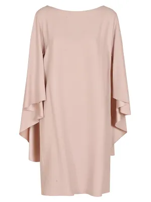 Alberta Ferretti Draped-Sleeve Crewneck Dress
