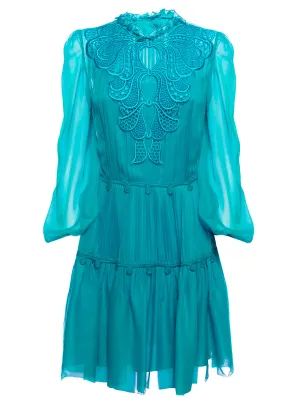 Alberta Ferretti Embroidered Tiered Mini Dress