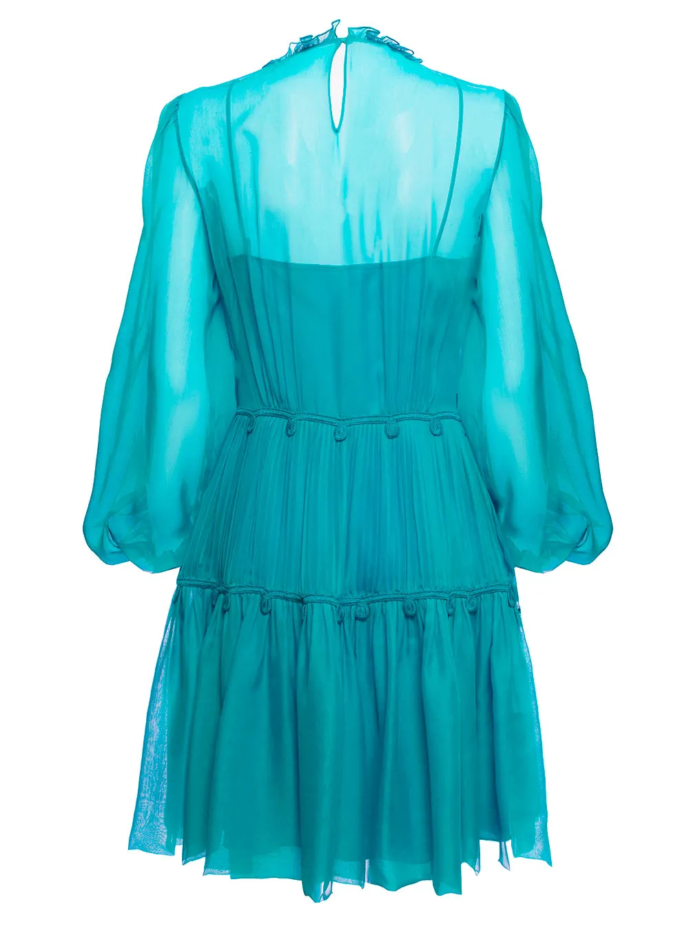Alberta Ferretti Embroidered Tiered Mini Dress