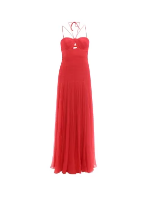 Alberta Ferretti Halterneck Pleated Maxi Dress