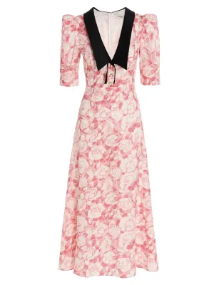 Alessandra Rich Floral Print Midi Dress