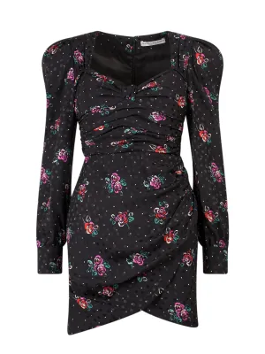 Alessandra Rich Floral Print Ruched Mini Dress