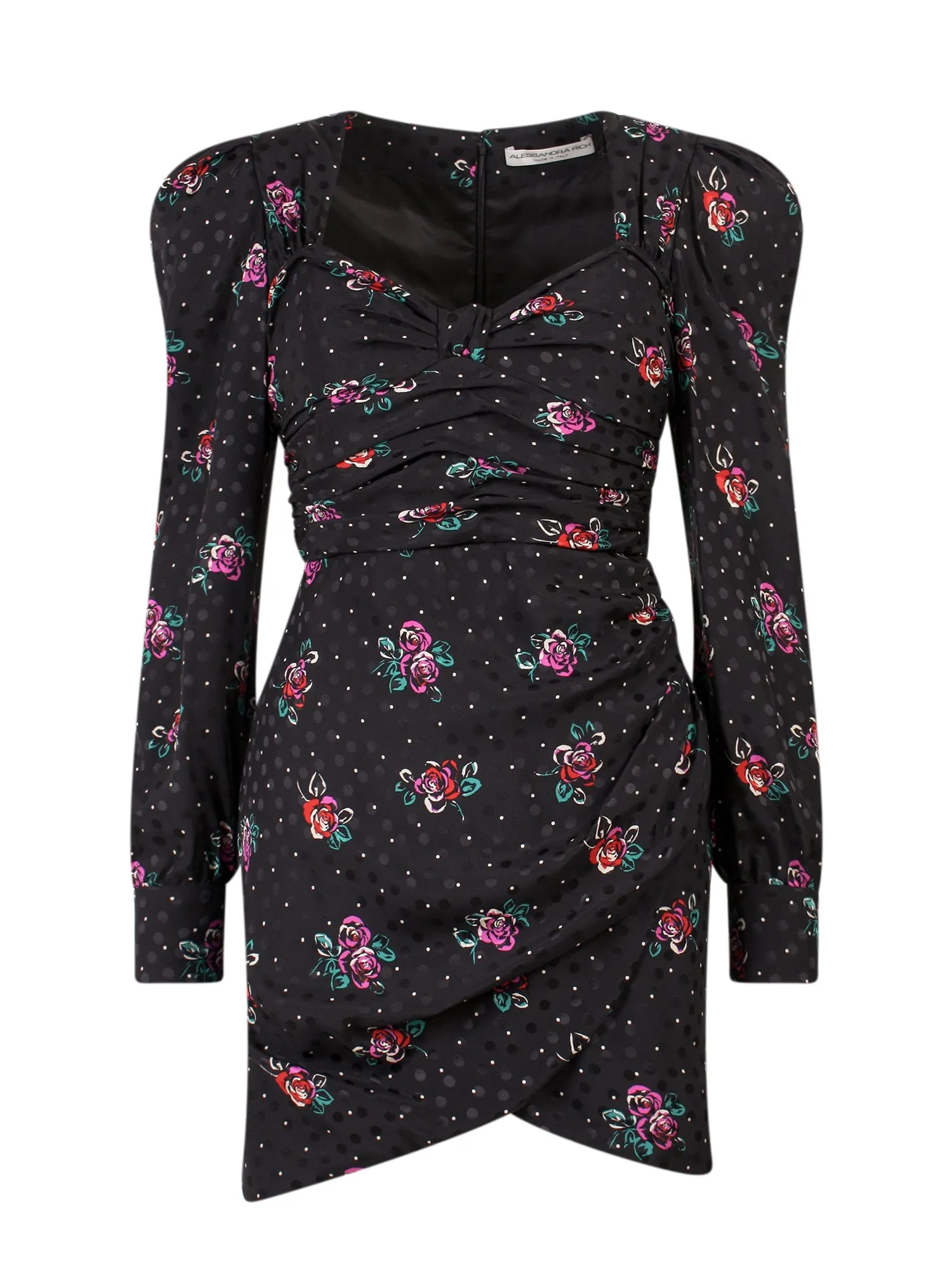 Alessandra Rich Floral Print Ruched Mini Dress