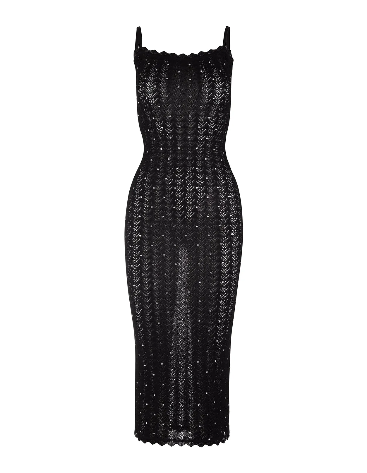 Alessandra Rich Rhinestone Embellished Midi Dress
