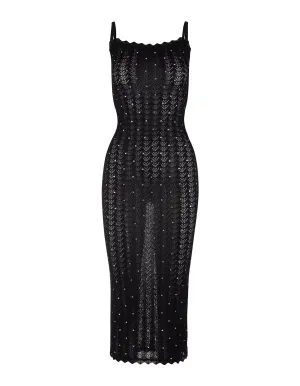 Alessandra Rich Rhinestone Embellished Midi Dress