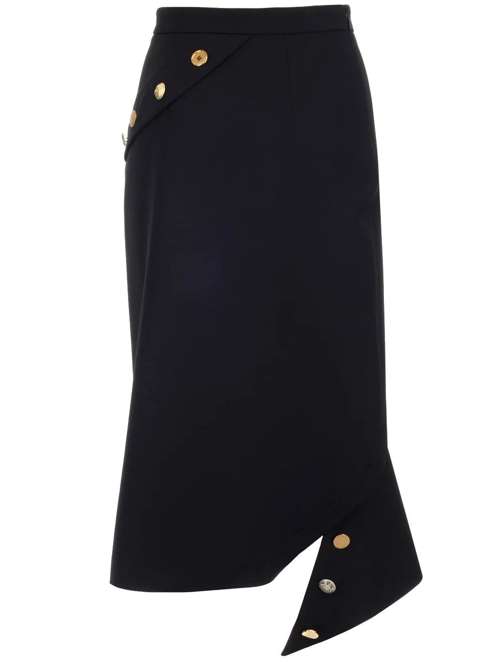 Alexander McQueen Button Fluted Midi Skirt