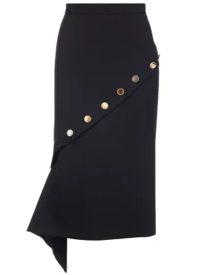Alexander McQueen Button Fluted Midi Skirt