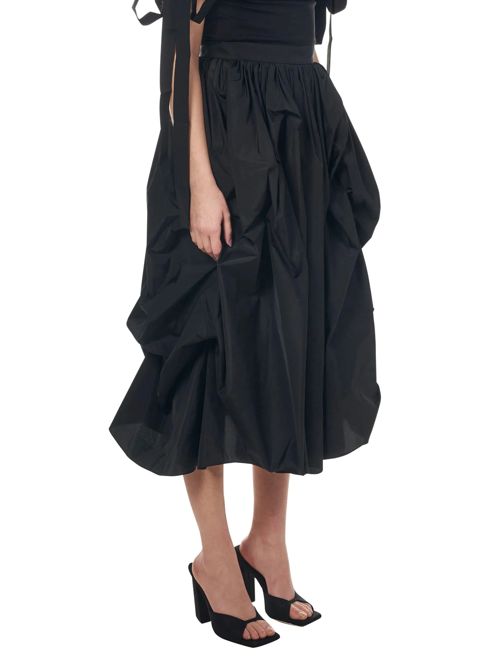 Alexander McQueen High Waist Gathered Midi Skirt
