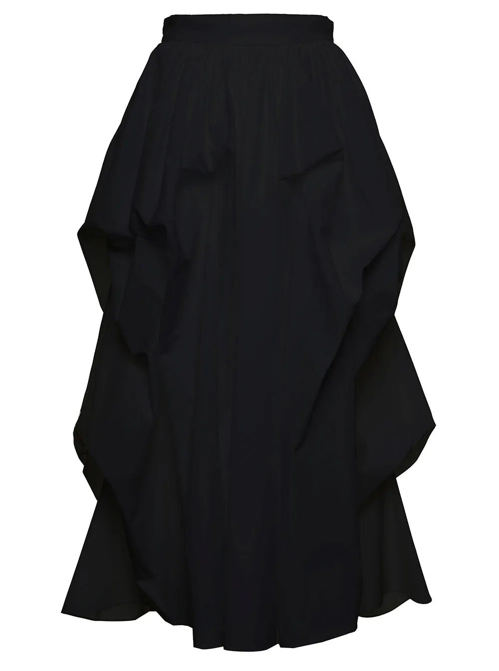Alexander McQueen High Waist Gathered Midi Skirt