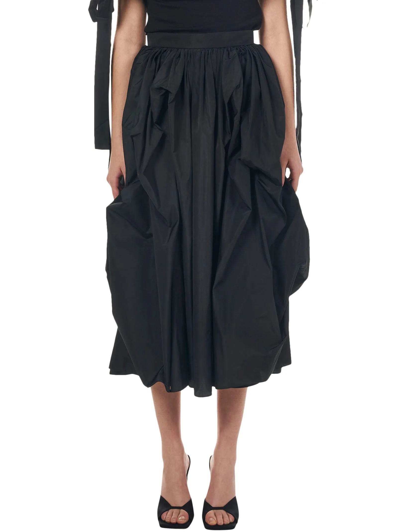 Alexander McQueen High Waist Gathered Midi Skirt