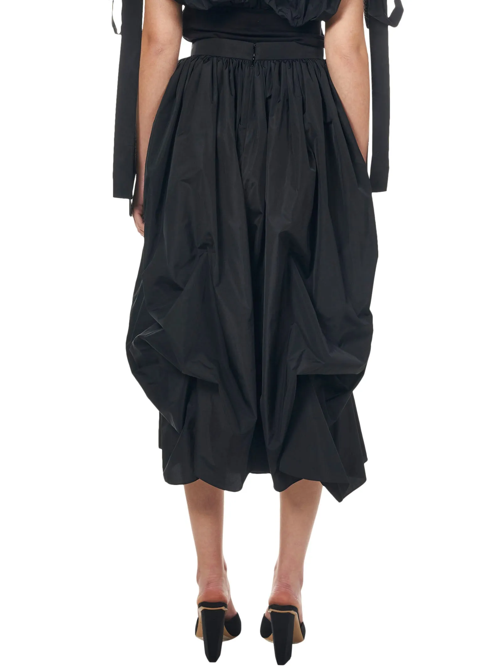 Alexander McQueen High Waist Gathered Midi Skirt