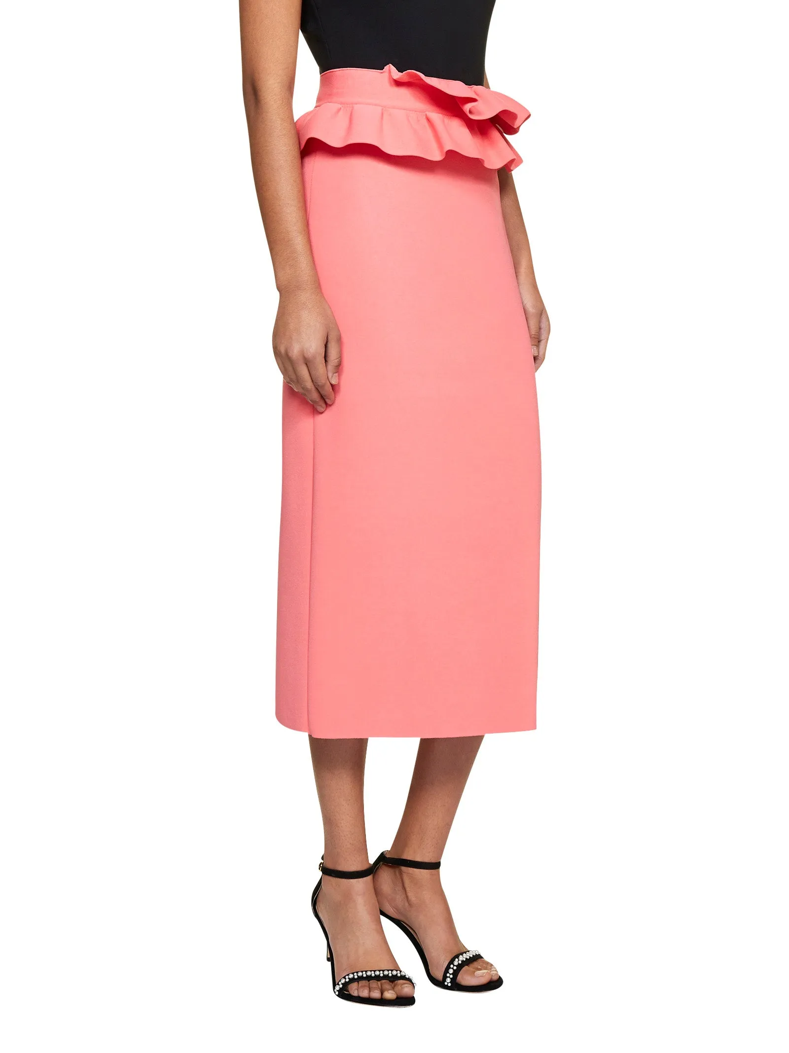 Alexander McQueen High Waist Ruffle-Detailed Midi Skirt