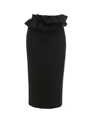 Alexander McQueen High Waist Ruffle-Detailed Midi Skirt