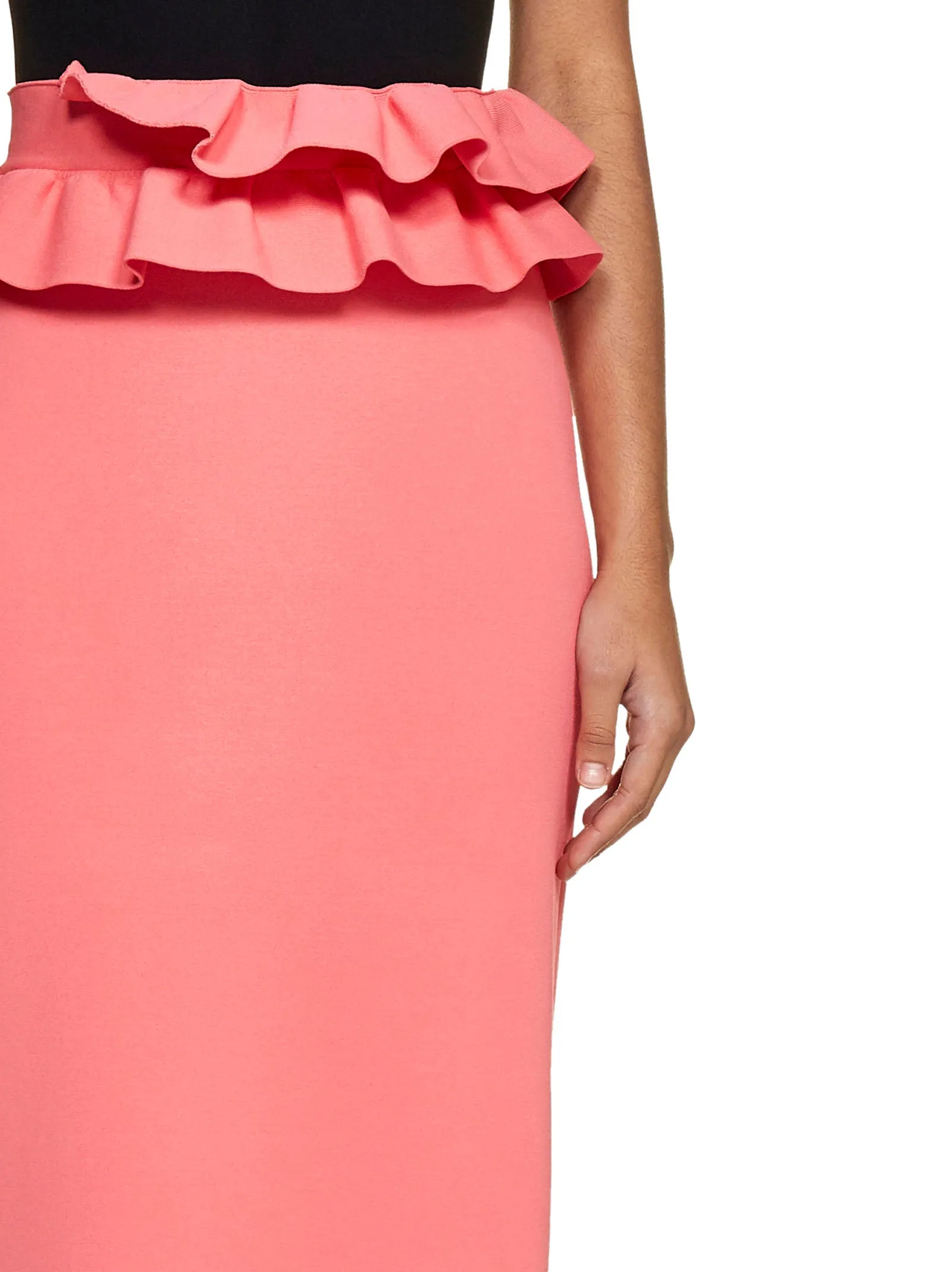 Alexander McQueen High Waist Ruffle-Detailed Midi Skirt