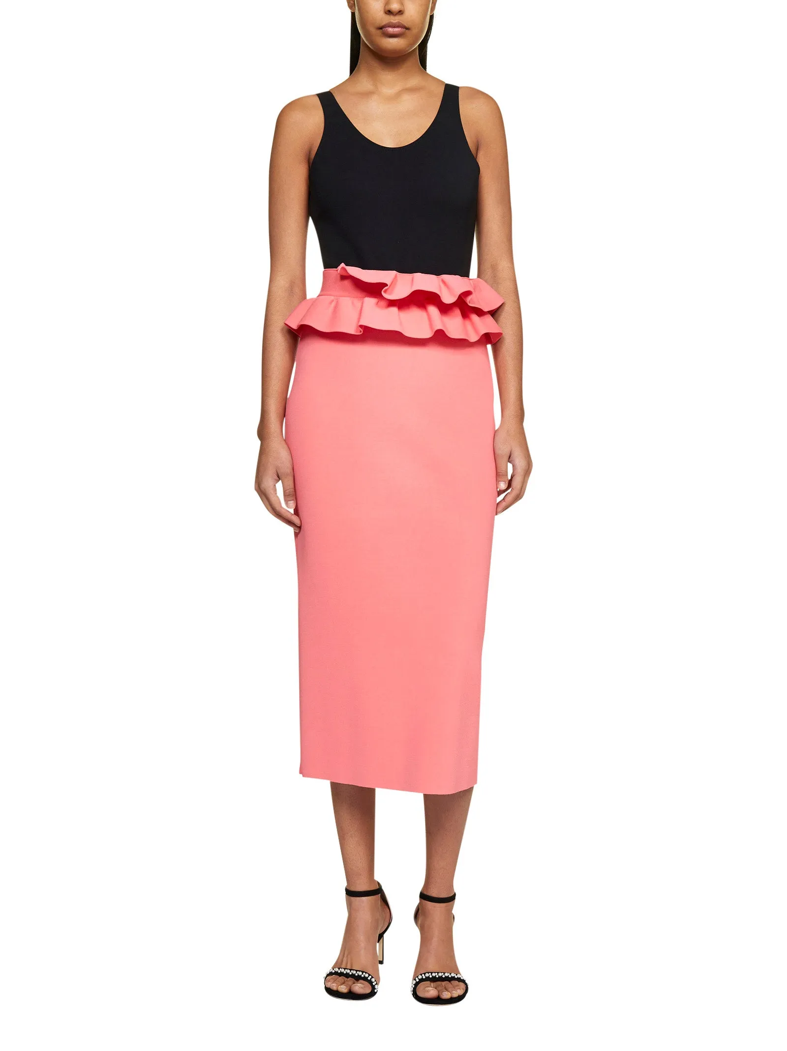 Alexander McQueen High Waist Ruffle-Detailed Midi Skirt