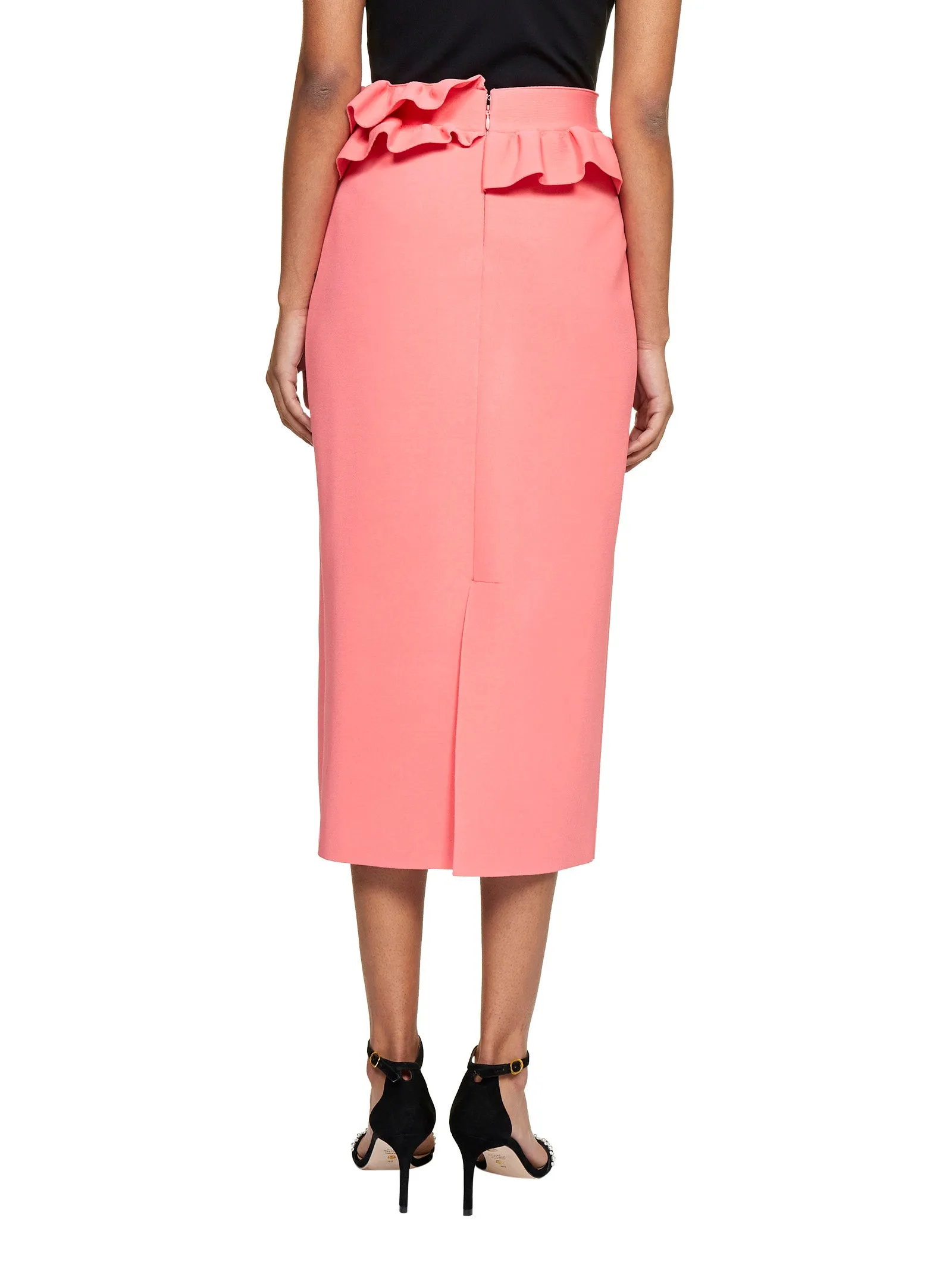 Alexander McQueen High Waist Ruffle-Detailed Midi Skirt