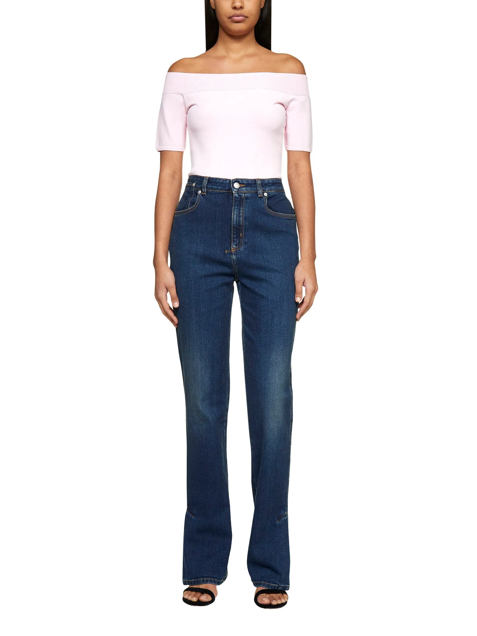 Alexander McQueen Off-Shoulder Short-Sleeve Top