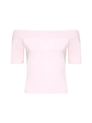 Alexander McQueen Off-Shoulder Short-Sleeve Top