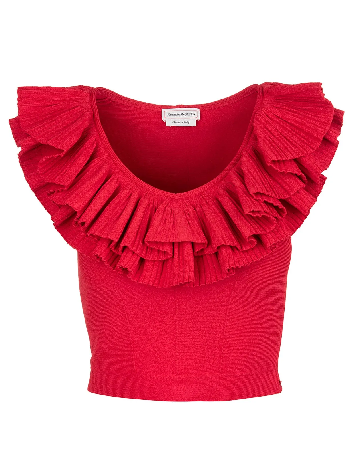 Alexander McQueen Ruffled V-Neck Sleeveless Top