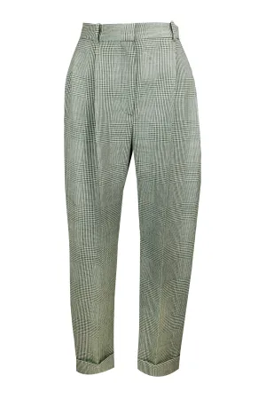 Alexander McQueen Turn-Up Cuff Checked Tailored Trousers