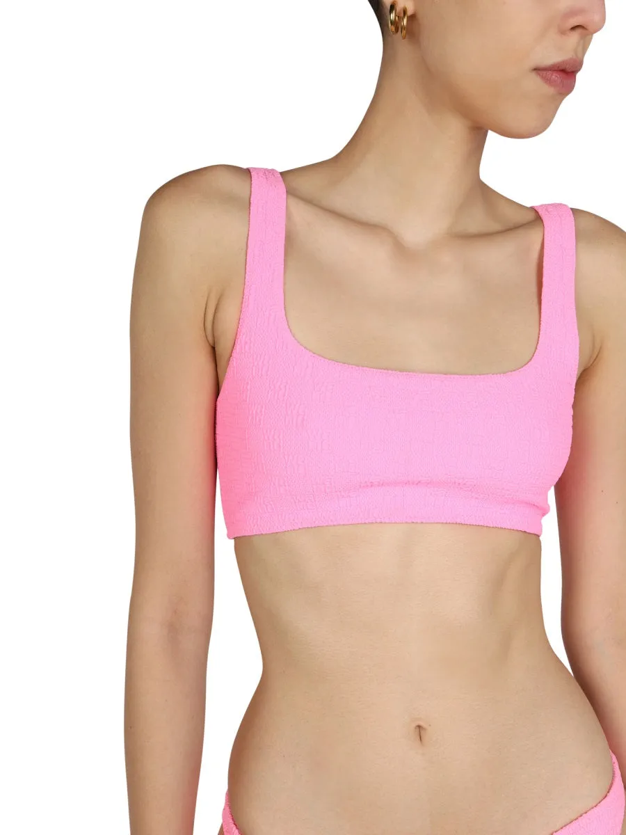 Alexander Wang Textured Logo Jersey Bikini Top