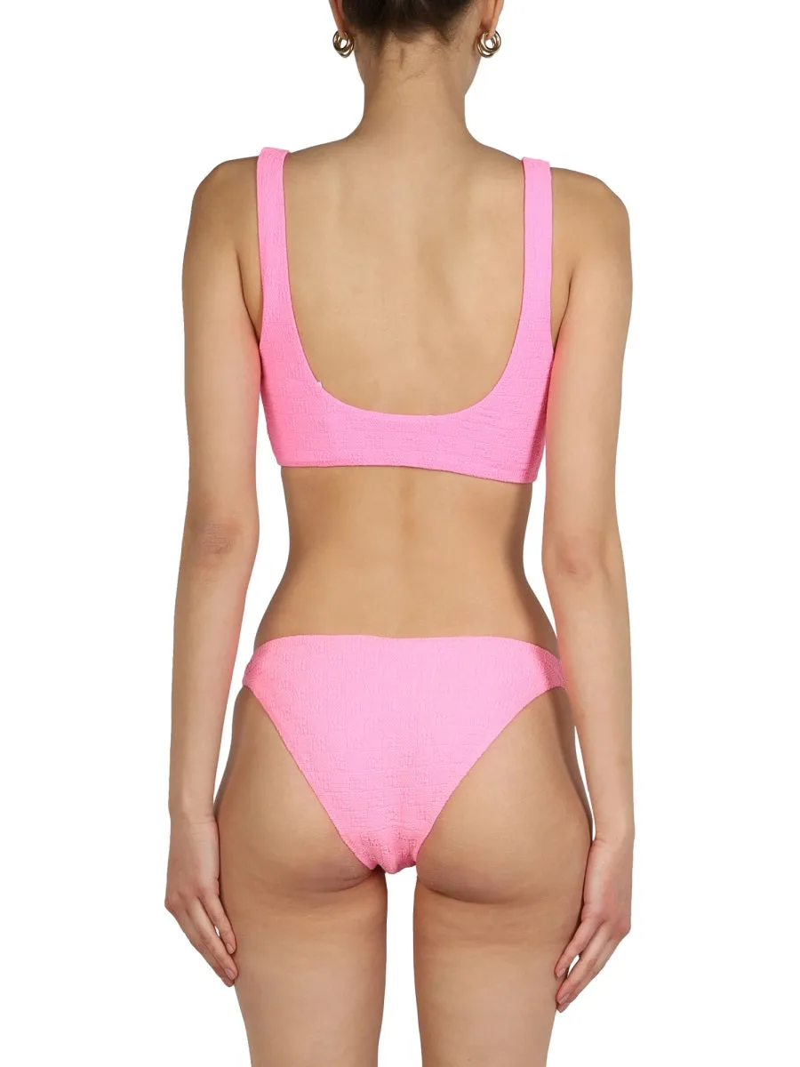 Alexander Wang Textured Logo Jersey Bikini Top