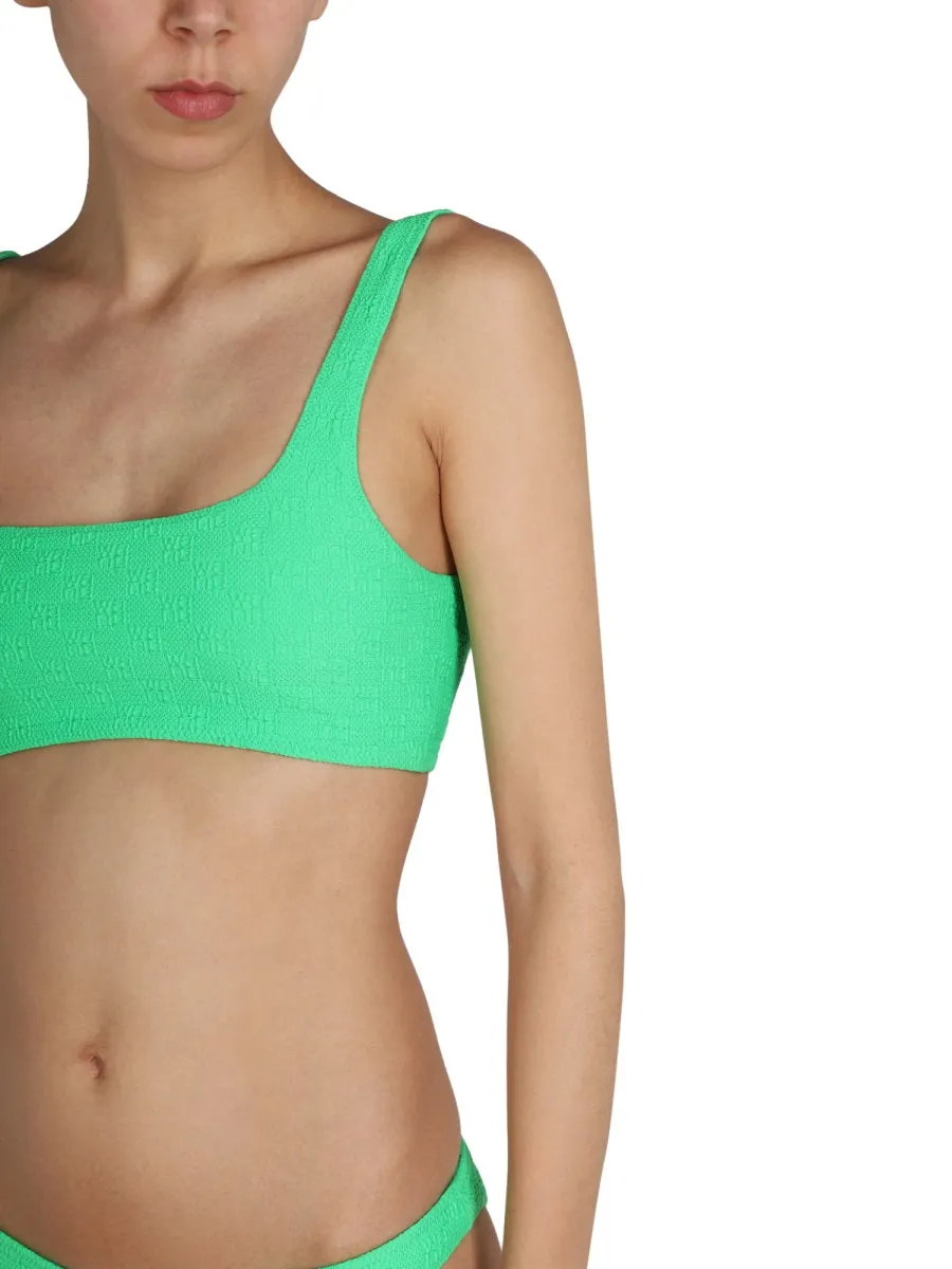 Alexander Wang Textured Logo Jersey Bikini Top