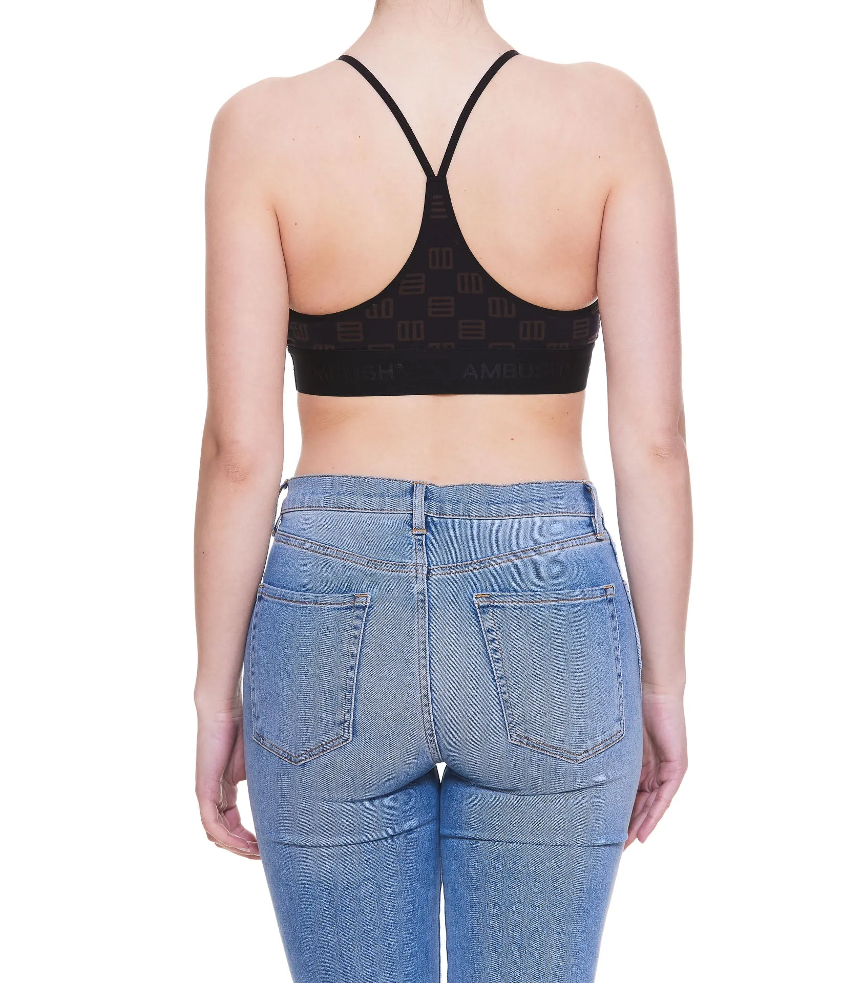 Ambush Monogram-Print Cropped Bra Top