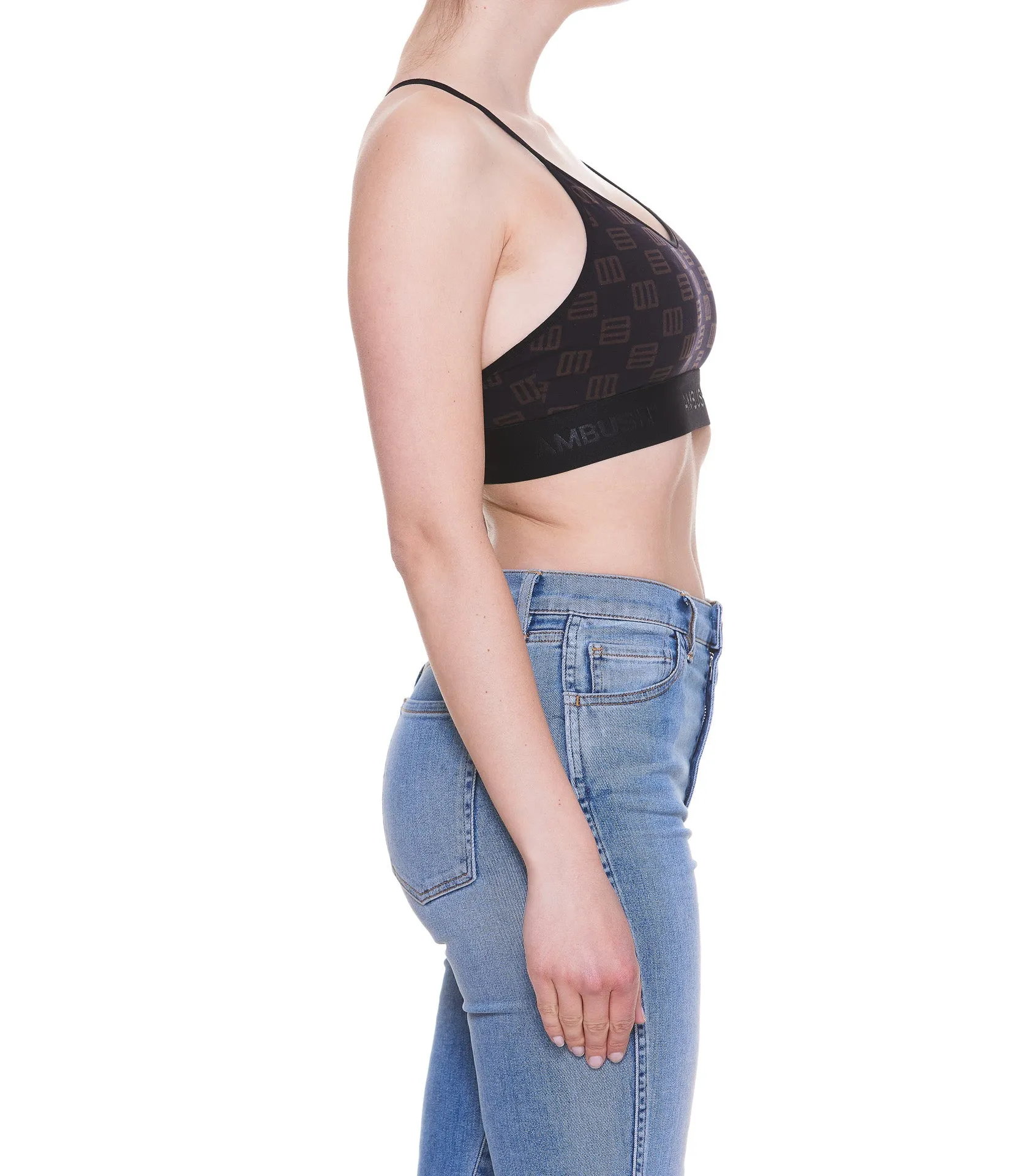 Ambush Monogram-Print Cropped Bra Top