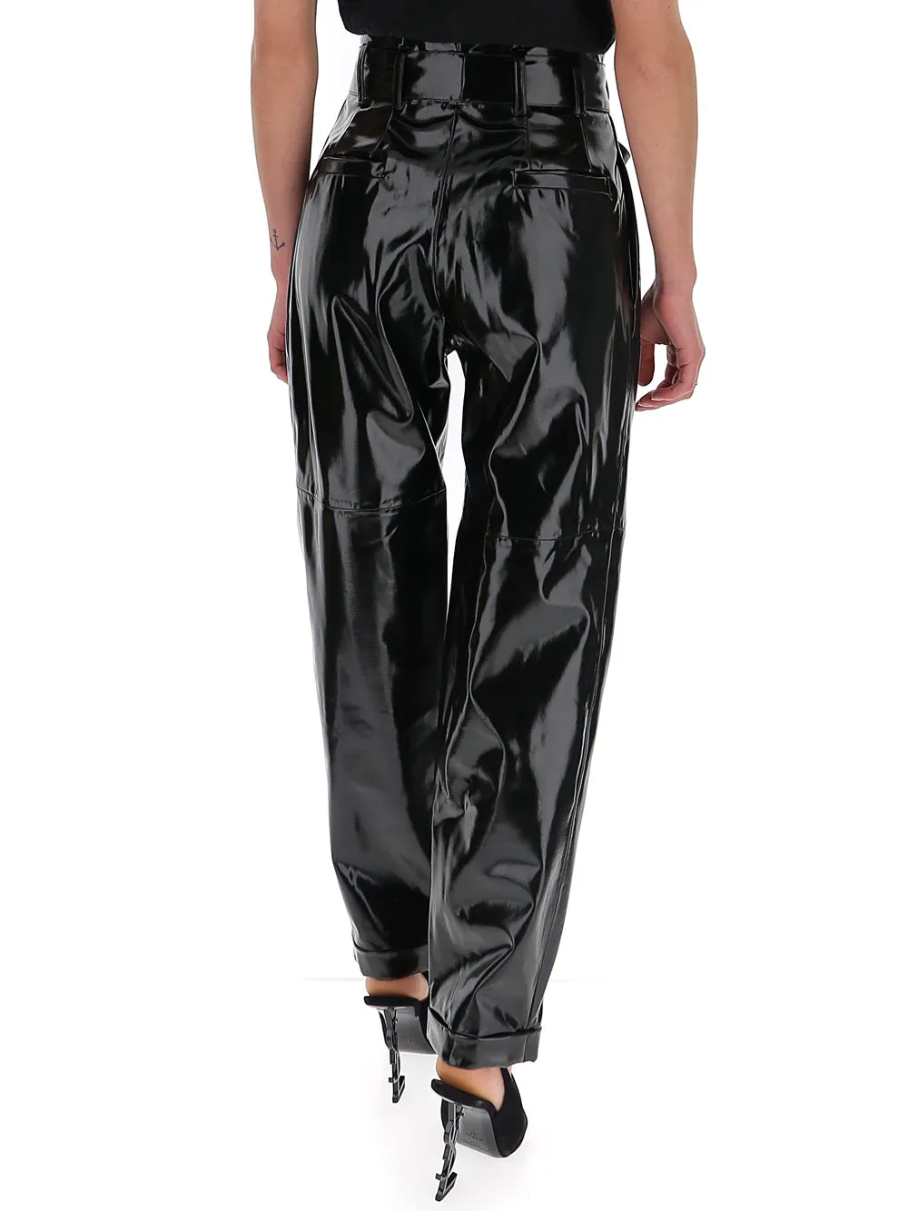 Amen High Waist Turn-Up Brim Trousers