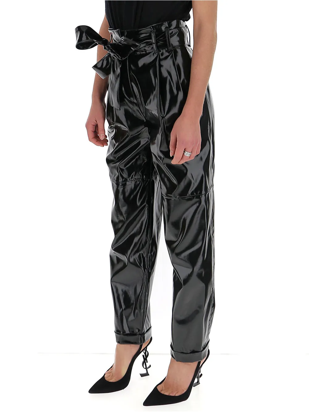 Amen High Waist Turn-Up Brim Trousers