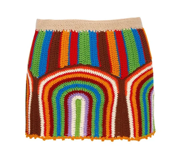 Andersson Bell Moana Color-Block Knitted Mini Skirt