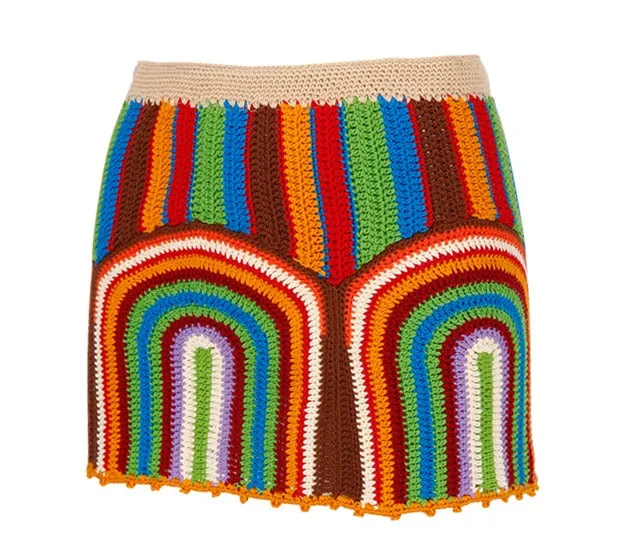 Andersson Bell Moana Color-Block Knitted Mini Skirt