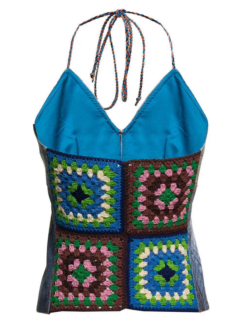 Andersson Bell Patchwork Crochet Sleeveless Denim Top