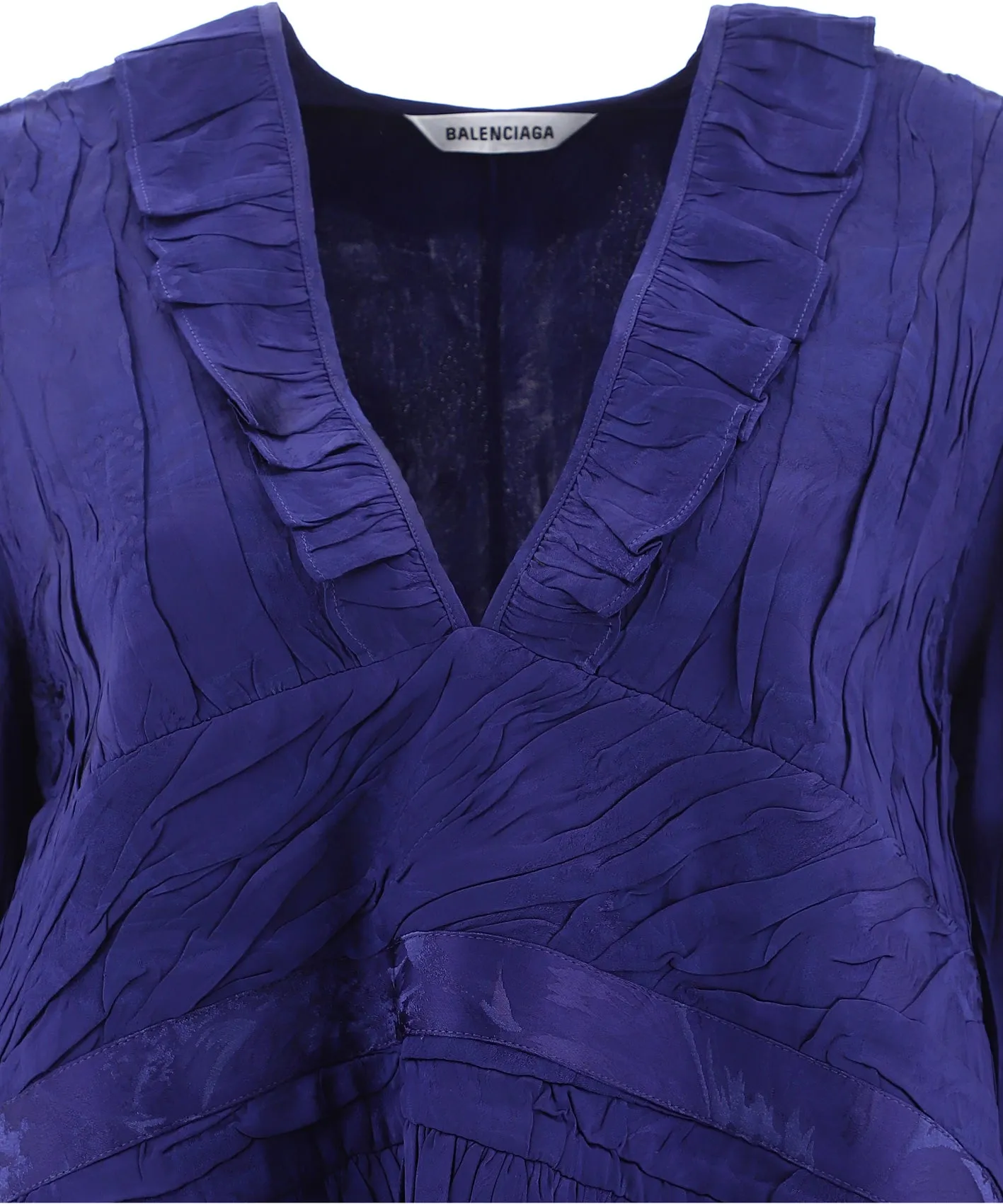 Balenciaga V-Neck Pleated Detail Dress