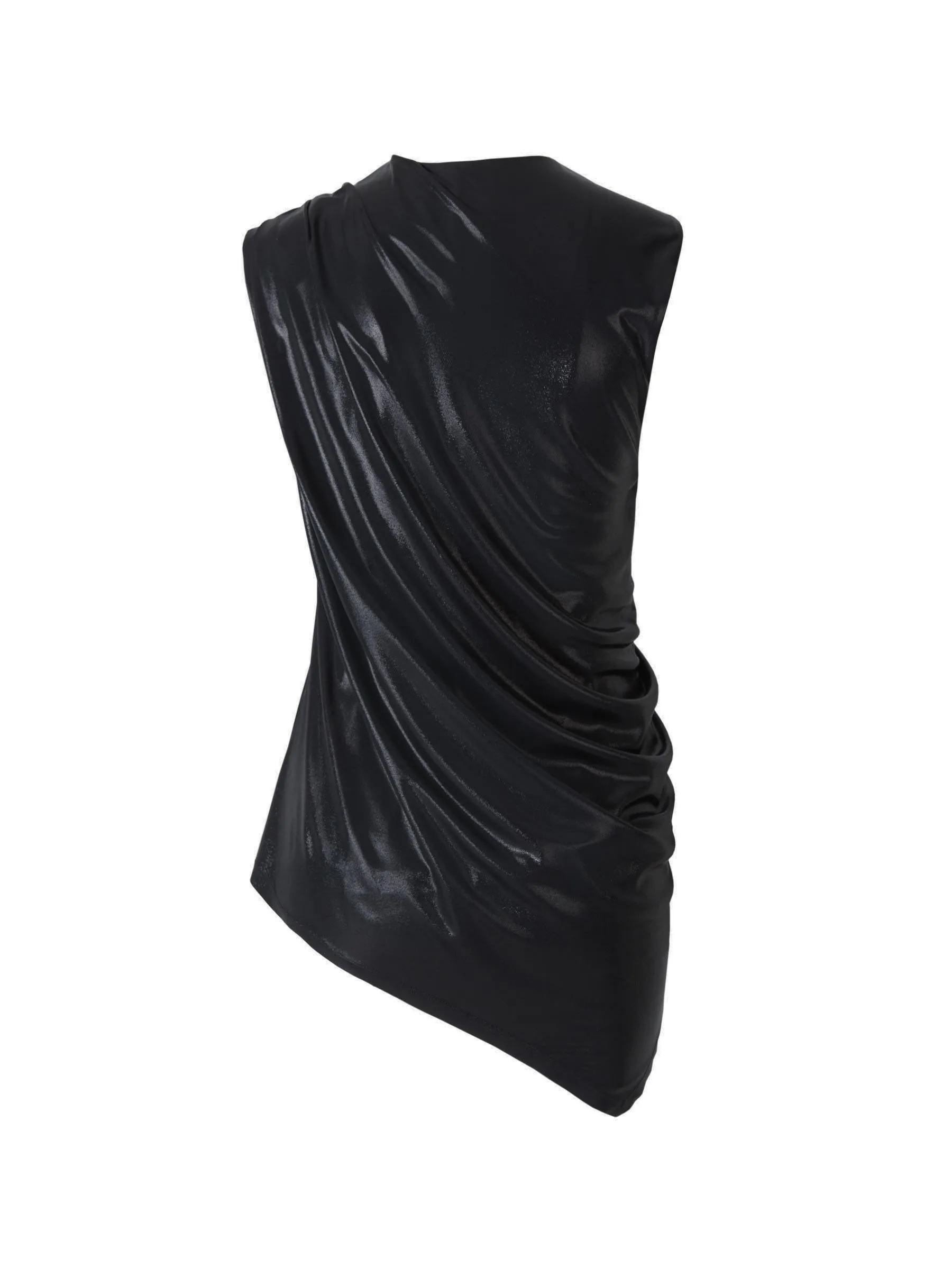 Balmain Asymmetrical Draped Sleeveless Top