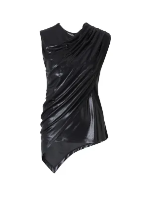 Balmain Asymmetrical Draped Sleeveless Top