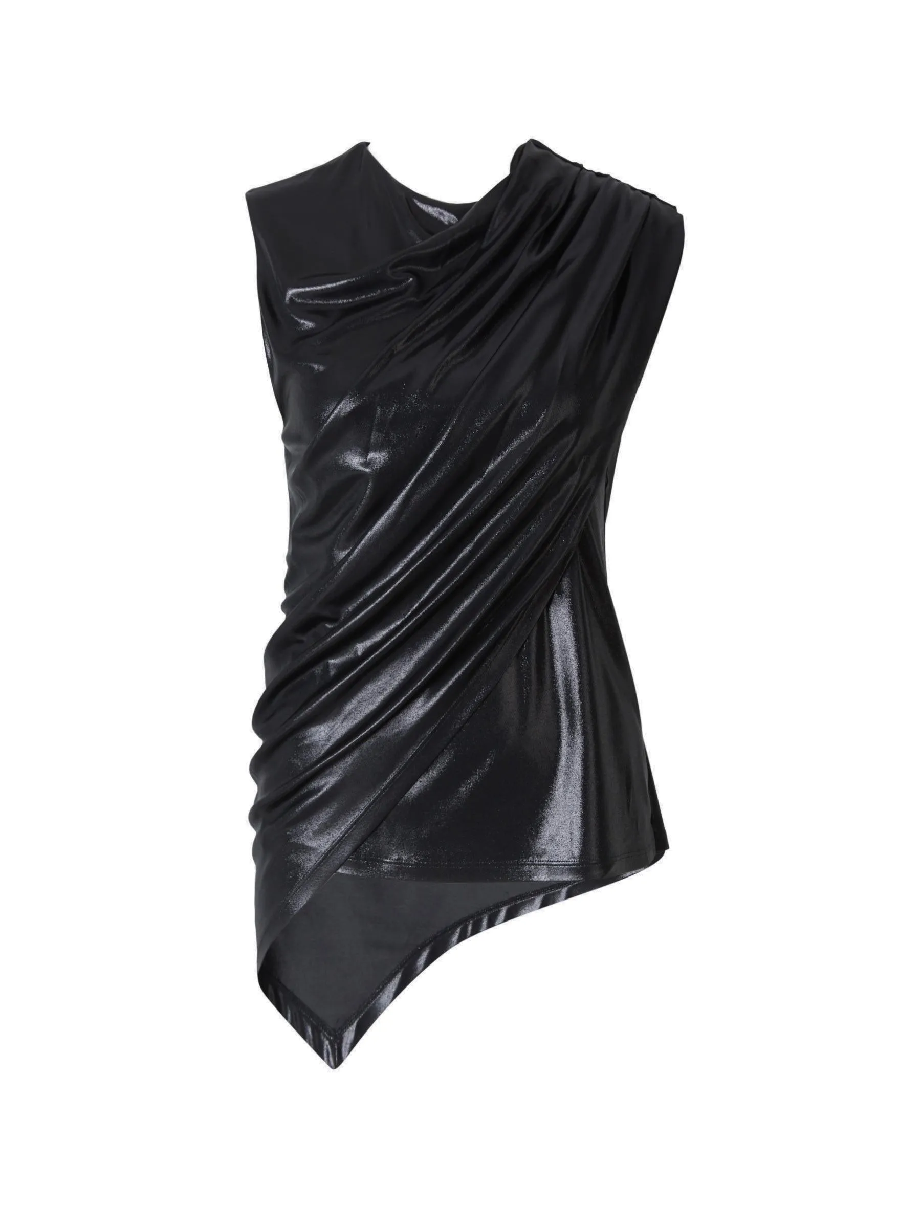 Balmain Asymmetrical Draped Sleeveless Top