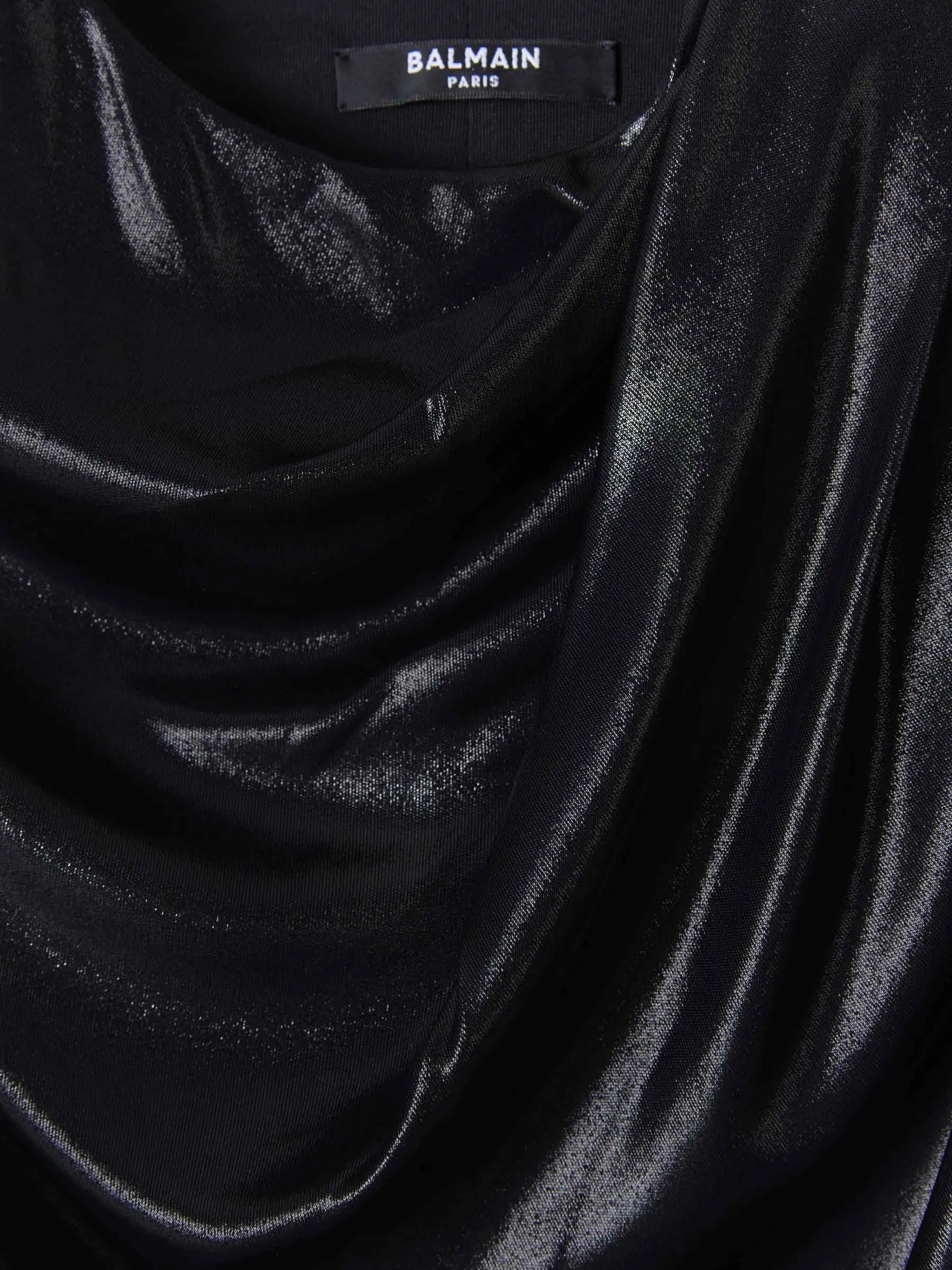 Balmain Asymmetrical Draped Sleeveless Top