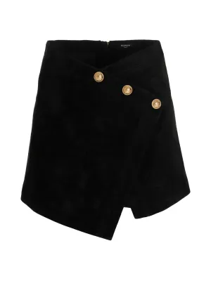 Balmain Button Detailed Wrap Short Skirt