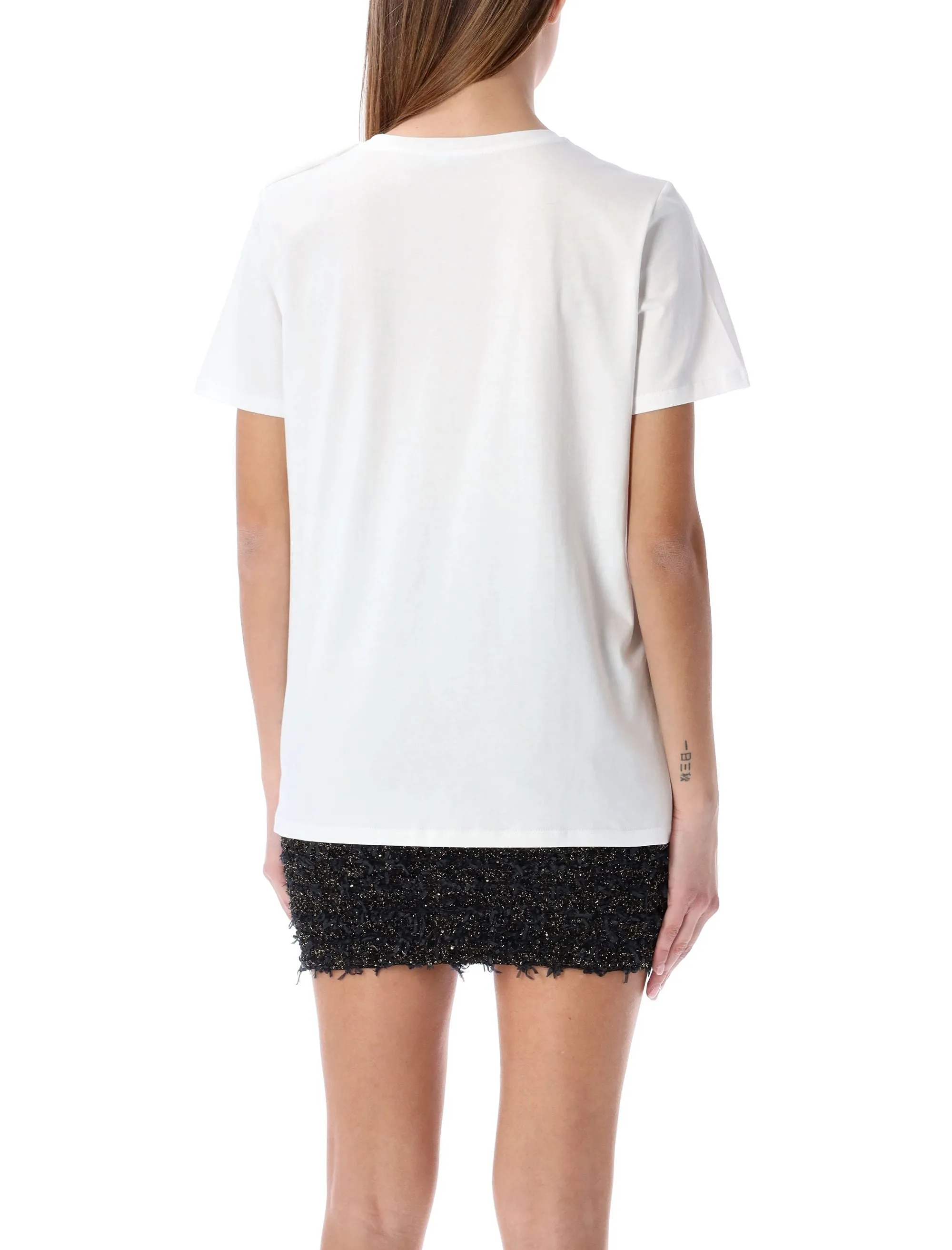 Balmain Buttoned Embellished Crewneck T-Shirt