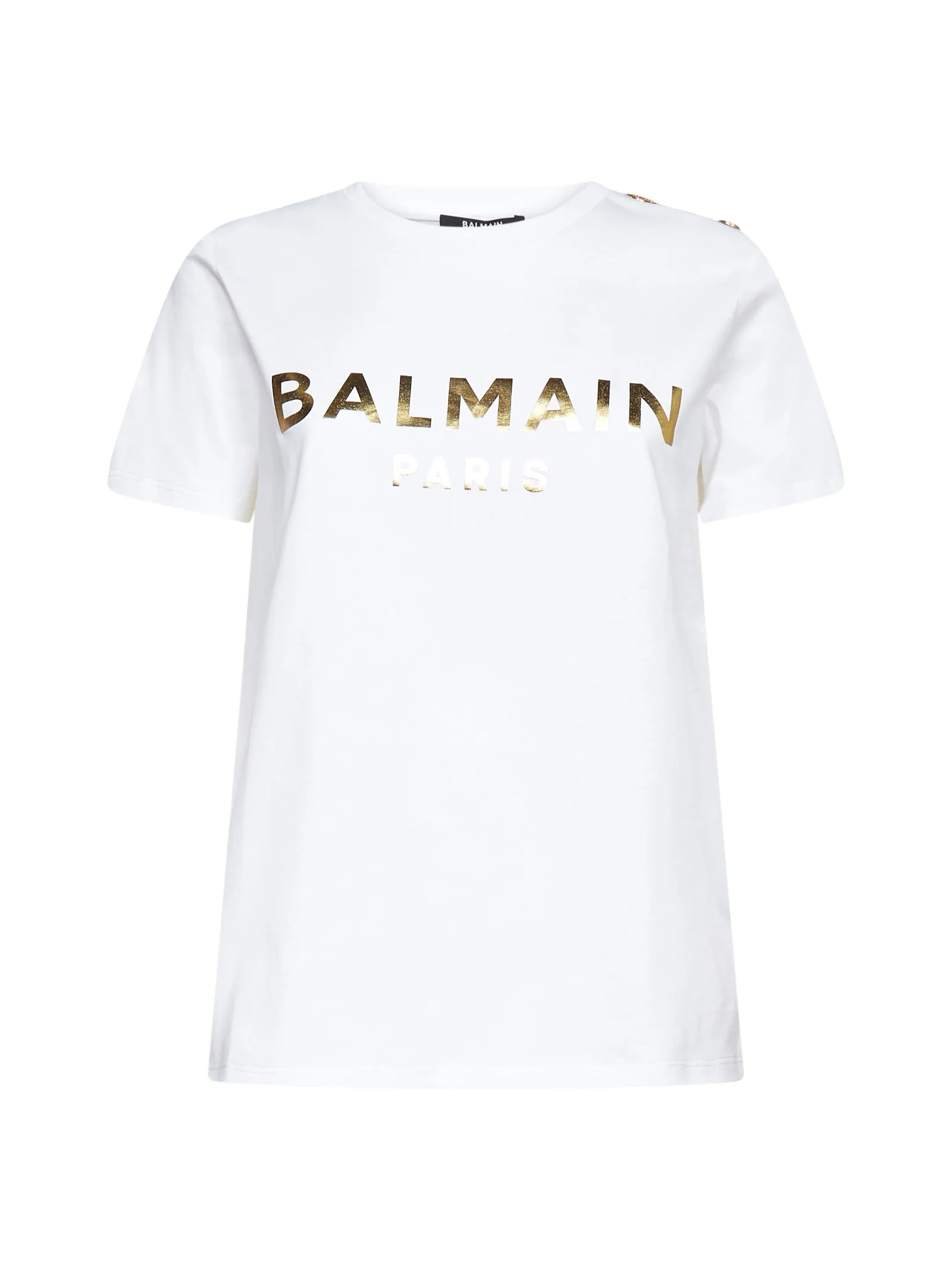 Balmain Buttoned Embellished Crewneck T-Shirt