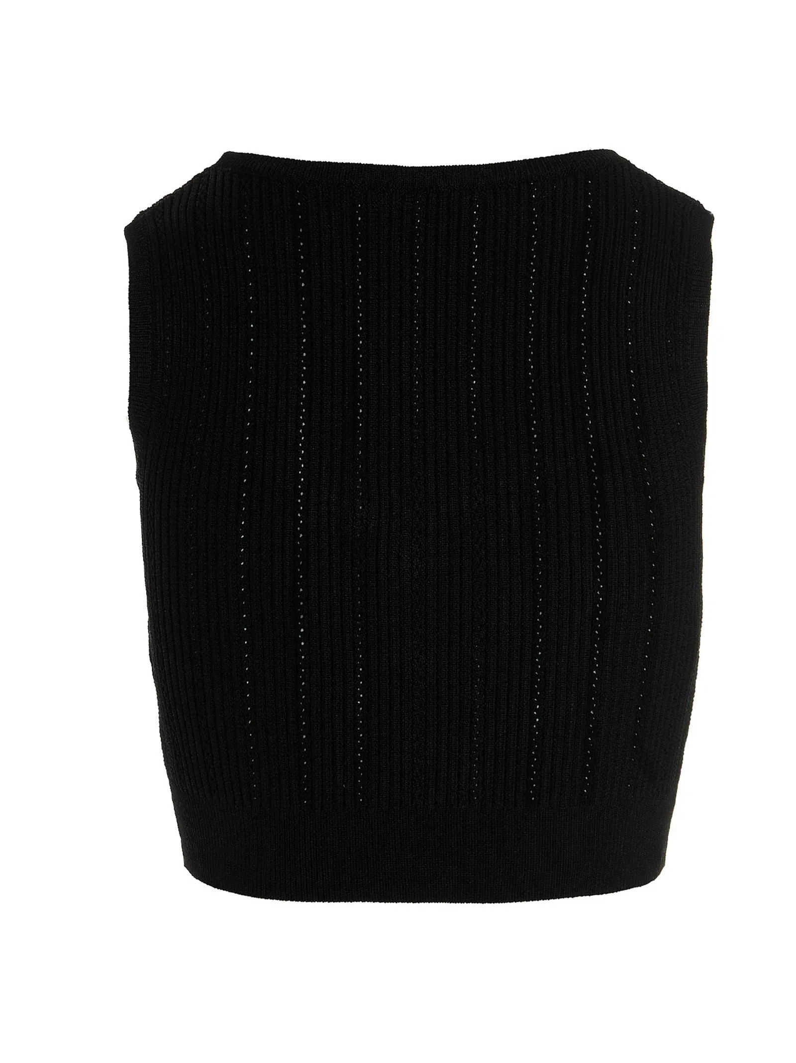 Balmain Buttoned Sleeveless Crewneck Cropped Top