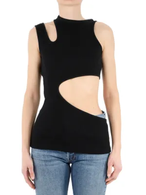 Balmain Cut-Out Detailed Jersey Tank Top
