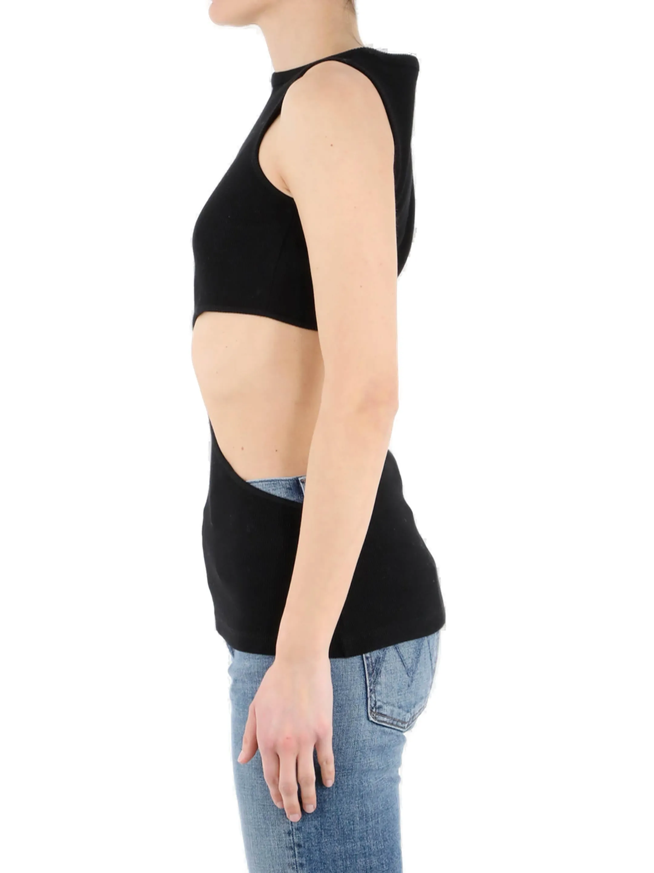 Balmain Cut-Out Detailed Jersey Tank Top