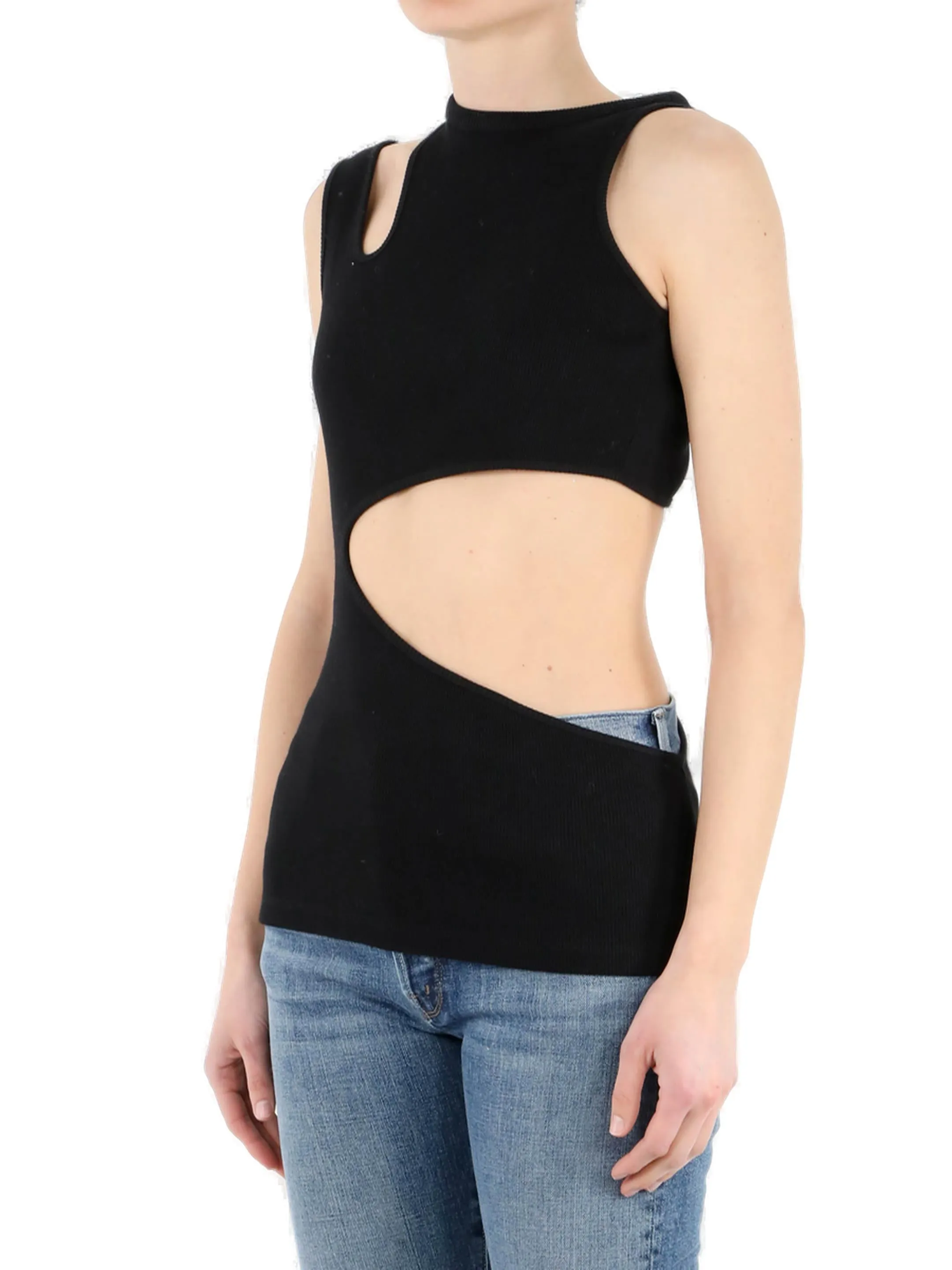 Balmain Cut-Out Detailed Jersey Tank Top