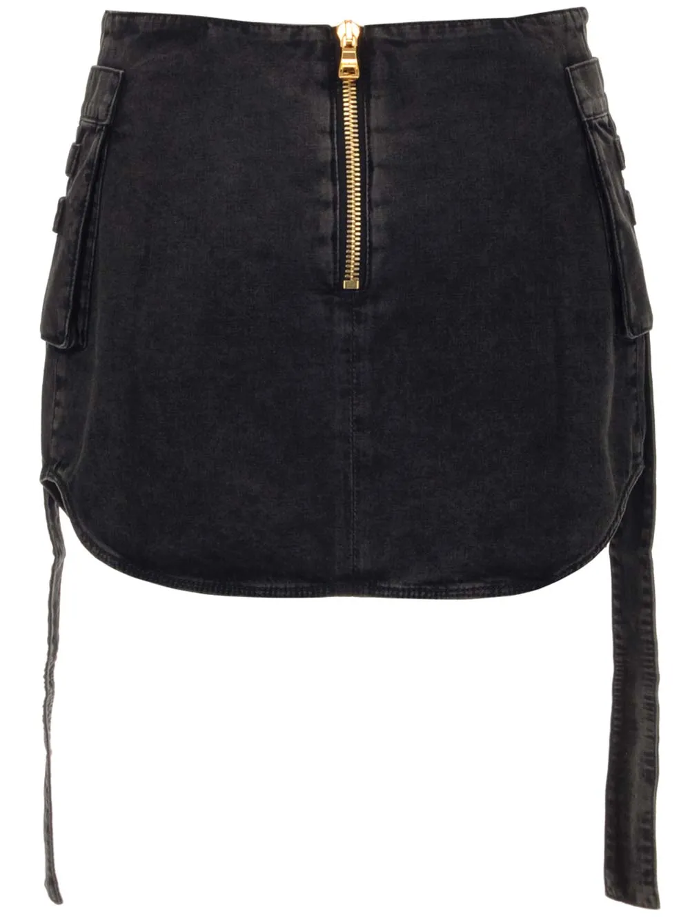 Balmain Draped Button-Up Mini Skirt