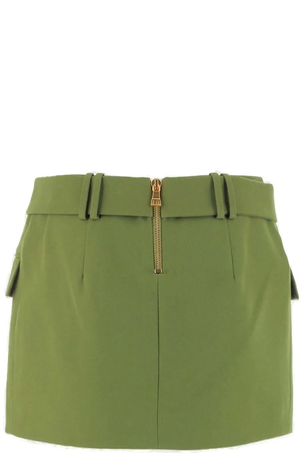 Balmain Logo Plaque Belted Mini Skirt